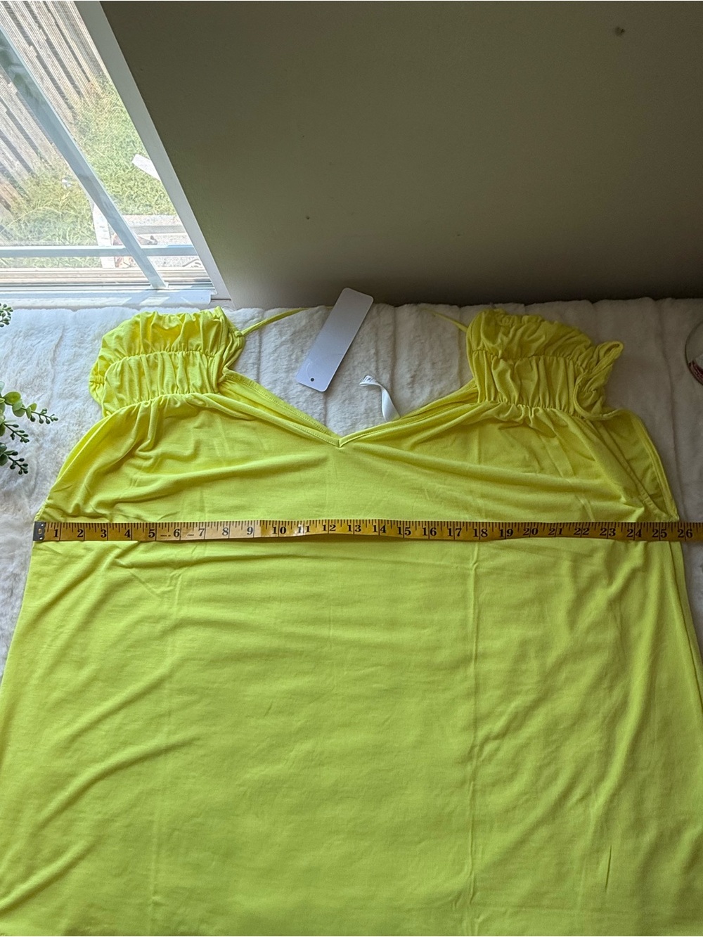 NWT -Dear Scarlett V-Neck Ruched Sleeve Blouse in Neon Yellow-Sizes XL, 2XL, 3XL - Picture 8 of 9